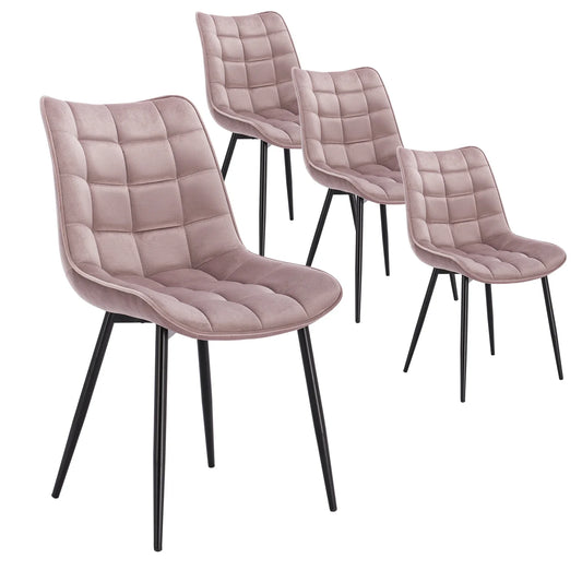 4PCs/Set Faux Leather/Fabric/Velvet/Linen Kitchen Chair  Dining Chairs Stable Metal Legs Upholstered Seat Kitchen Furniture