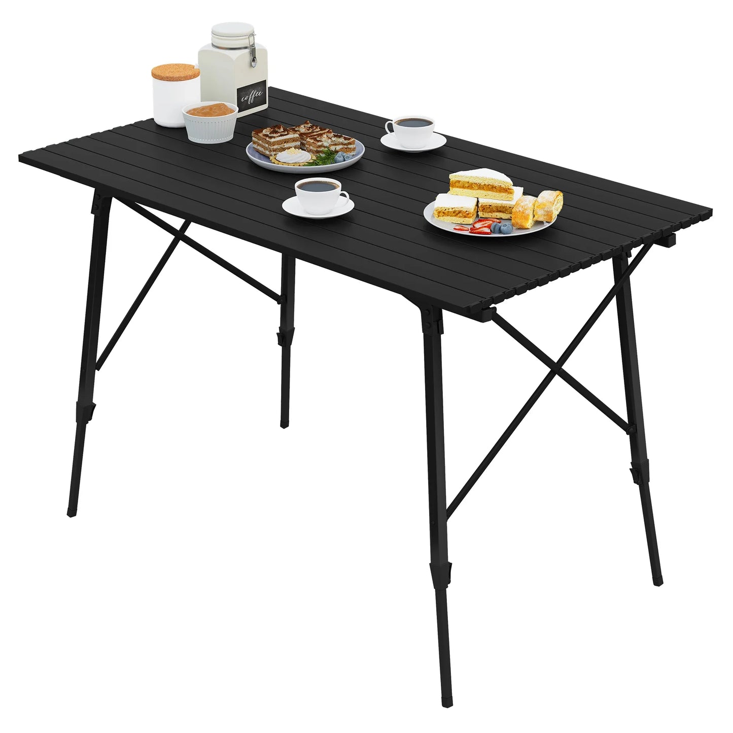 WOLTU Aluminum Folding Travel Camping Table with Carry Bag 120x68.5cm Adjustable Height Outdoor Garden Table for 4-6 People