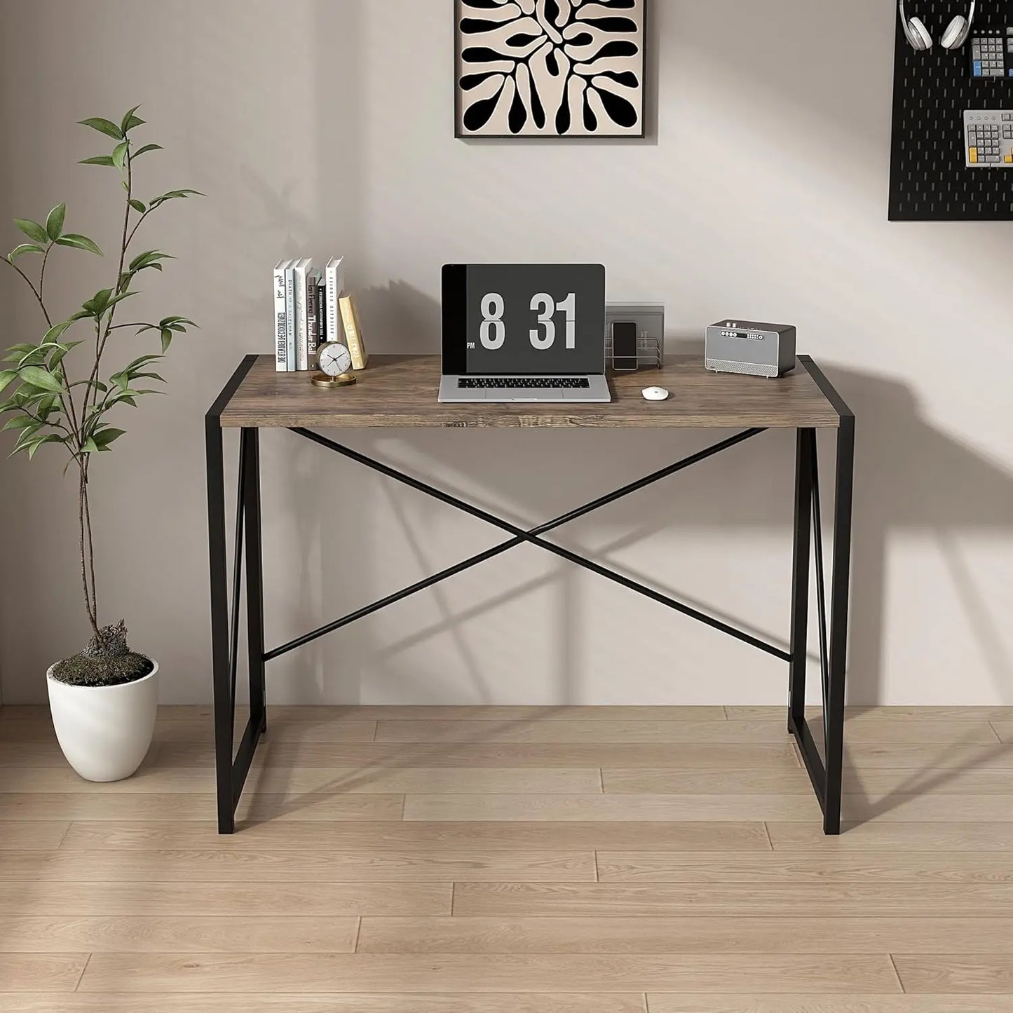 mcc direct Folding Desk Workstation Foldable Computer Desk for Office Home Study Writing Table No Assembly Miami-80cm