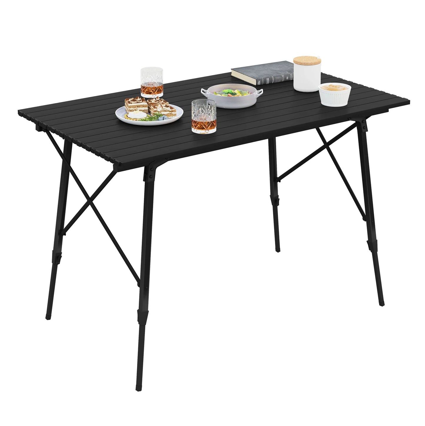 WOLTU Aluminum Folding Travel Camping Table with Carry Bag 120x68.5cm Adjustable Height Outdoor Garden Table for 4-6 People