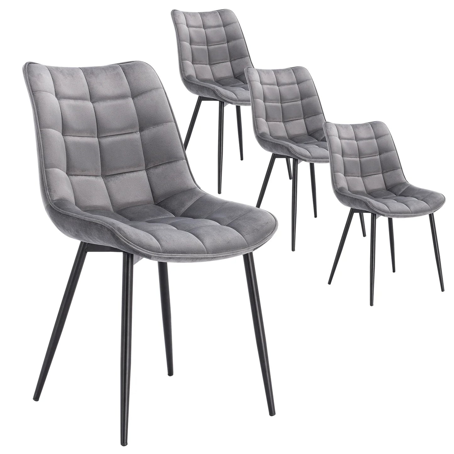 4PCs/Set Faux Leather/Fabric/Velvet/Linen Kitchen Chair  Dining Chairs Stable Metal Legs Upholstered Seat Kitchen Furniture