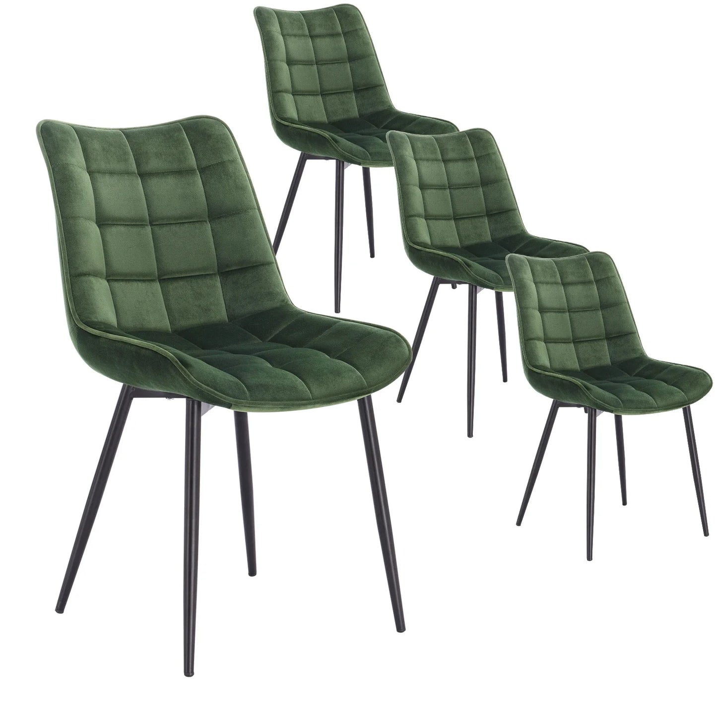 4PCs/Set Faux Leather/Fabric/Velvet/Linen Kitchen Chair  Dining Chairs Stable Metal Legs Upholstered Seat Kitchen Furniture