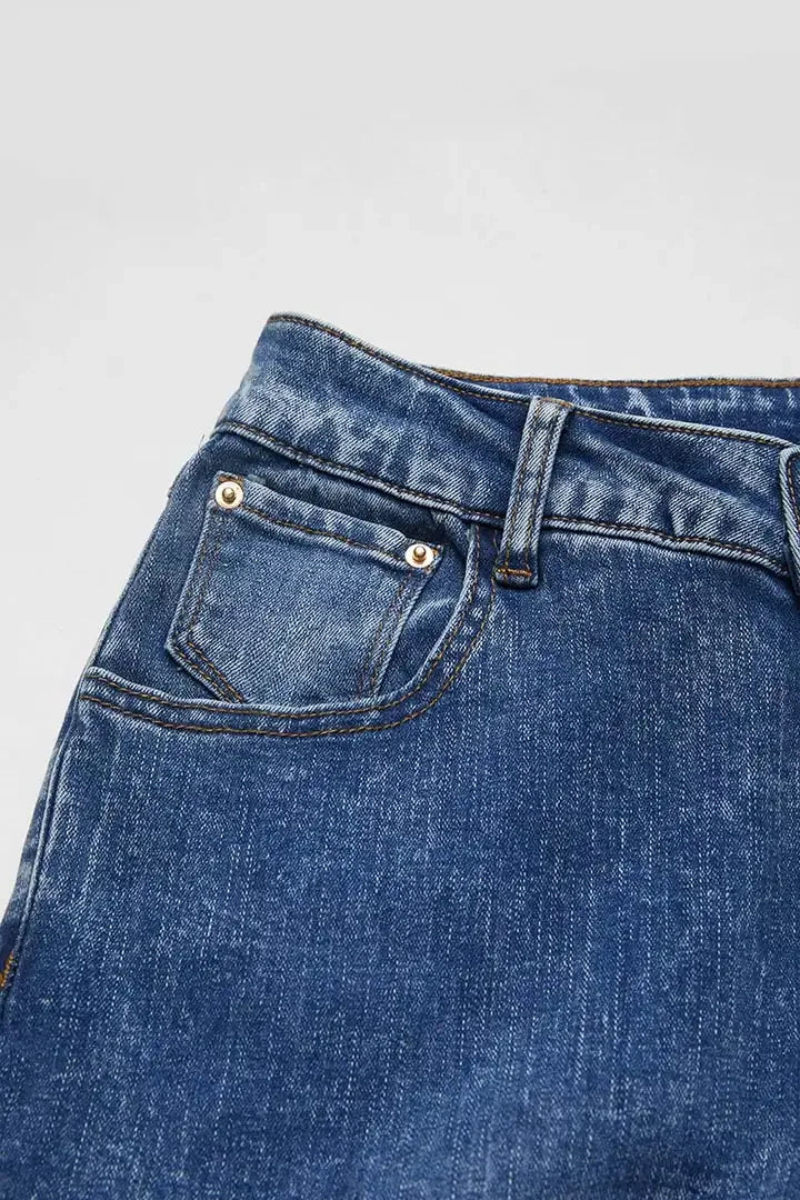 Women's Distressed Stretch Cropped Denim Jeans-Fashionable Elastic Cuff, Multi-Pocket Casual Cargo Pants Sporty Wear Jeans T16
