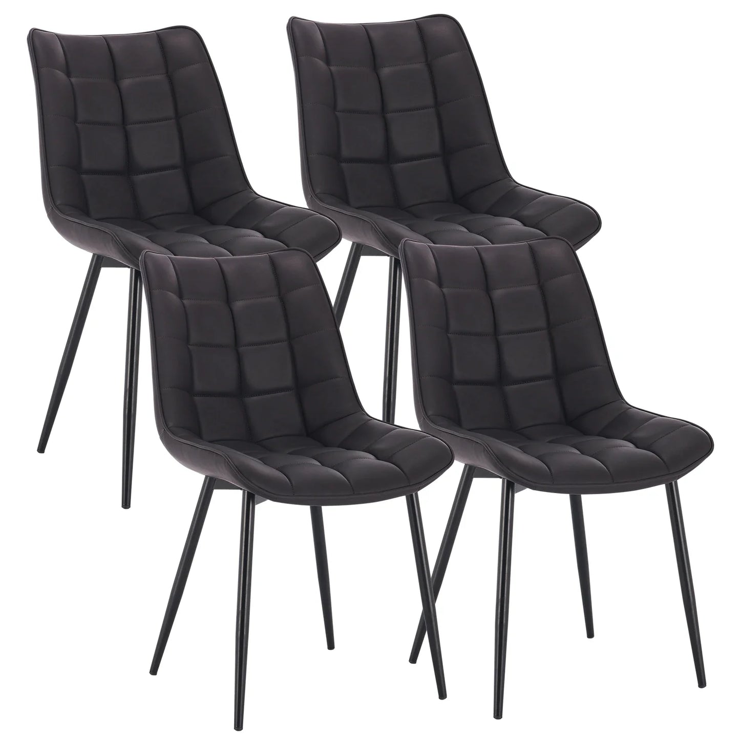 4PCs/Set Faux Leather/Fabric/Velvet/Linen Kitchen Chair  Dining Chairs Stable Metal Legs Upholstered Seat Kitchen Furniture