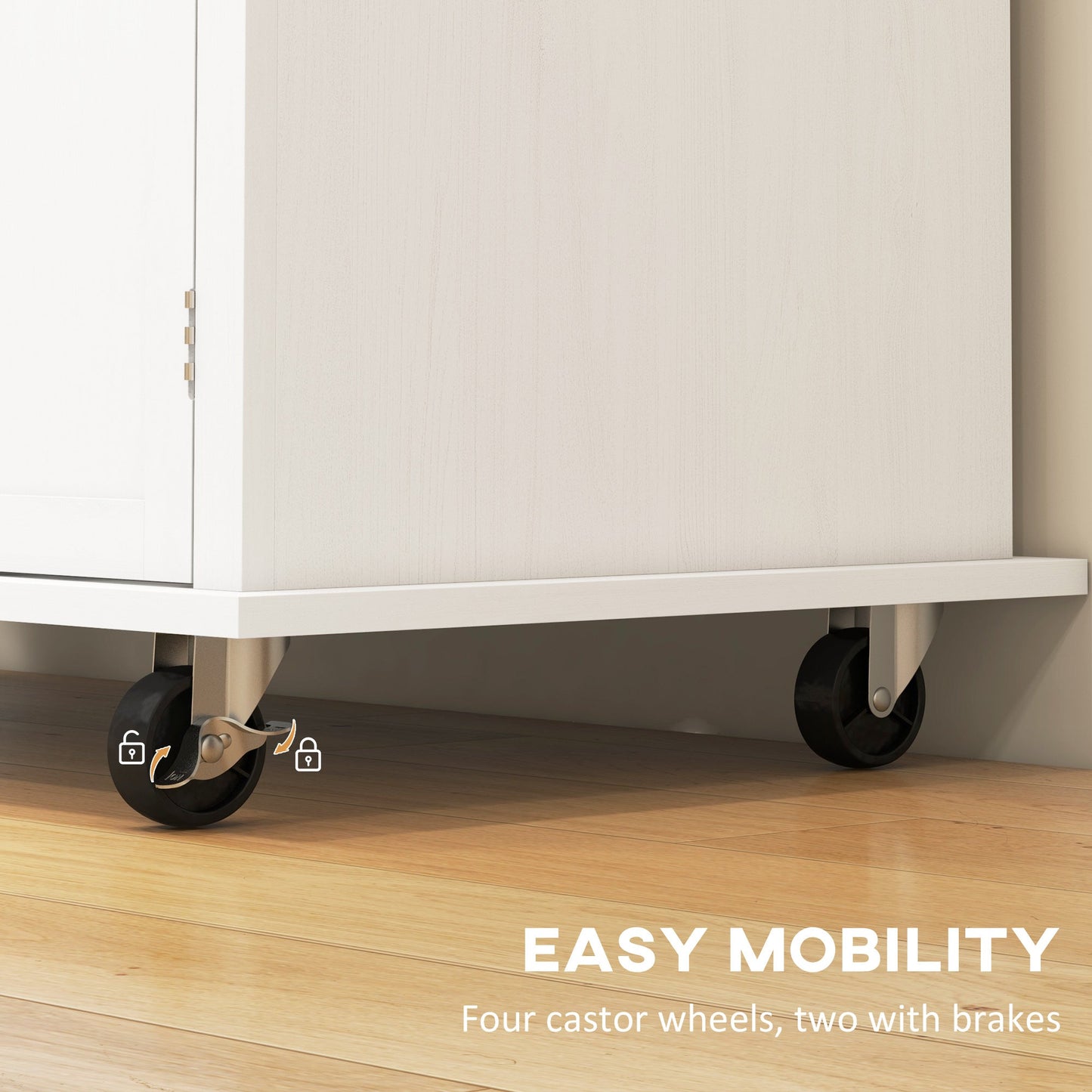 HOMCOM Rolling Kitchen Island Cart with Rubber Wood Top