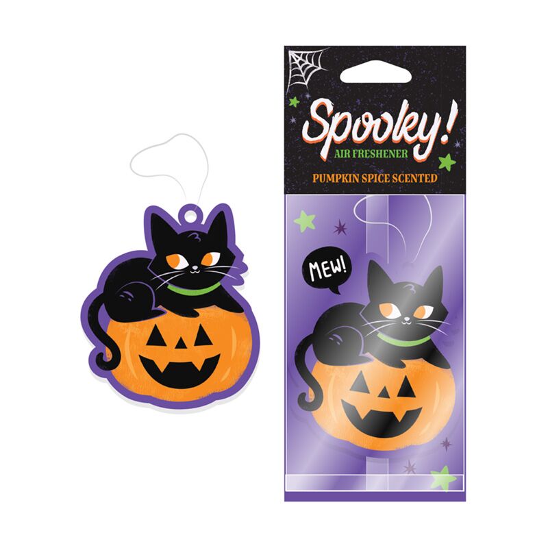 Air Freshener - Pumpkin Spice Scented Spooky Black Cat & Pumpkin