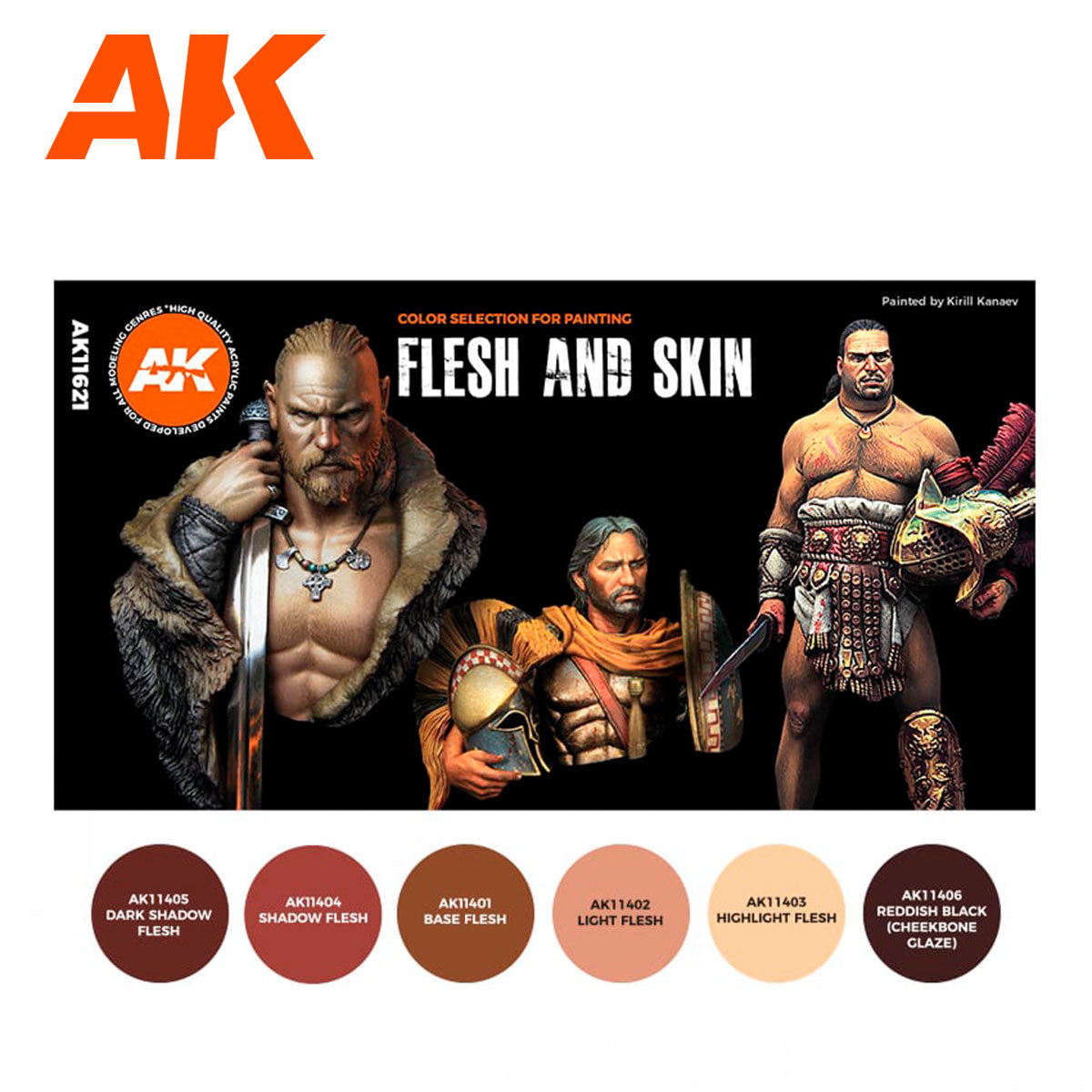 AK Interactive 3rd Gen Figure Paint Set - Flesh & Skin Colors (AK11621)