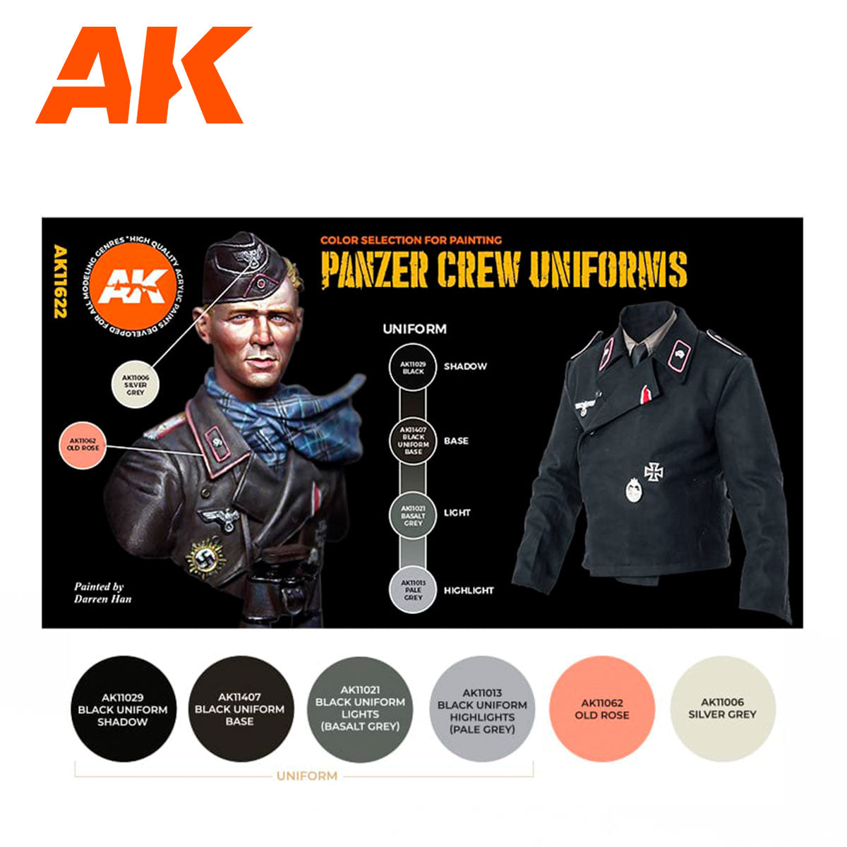AK Interactive 3rd Gen Figure Paint Set - Panzer Crew Black Uniforms Set (AK11622)