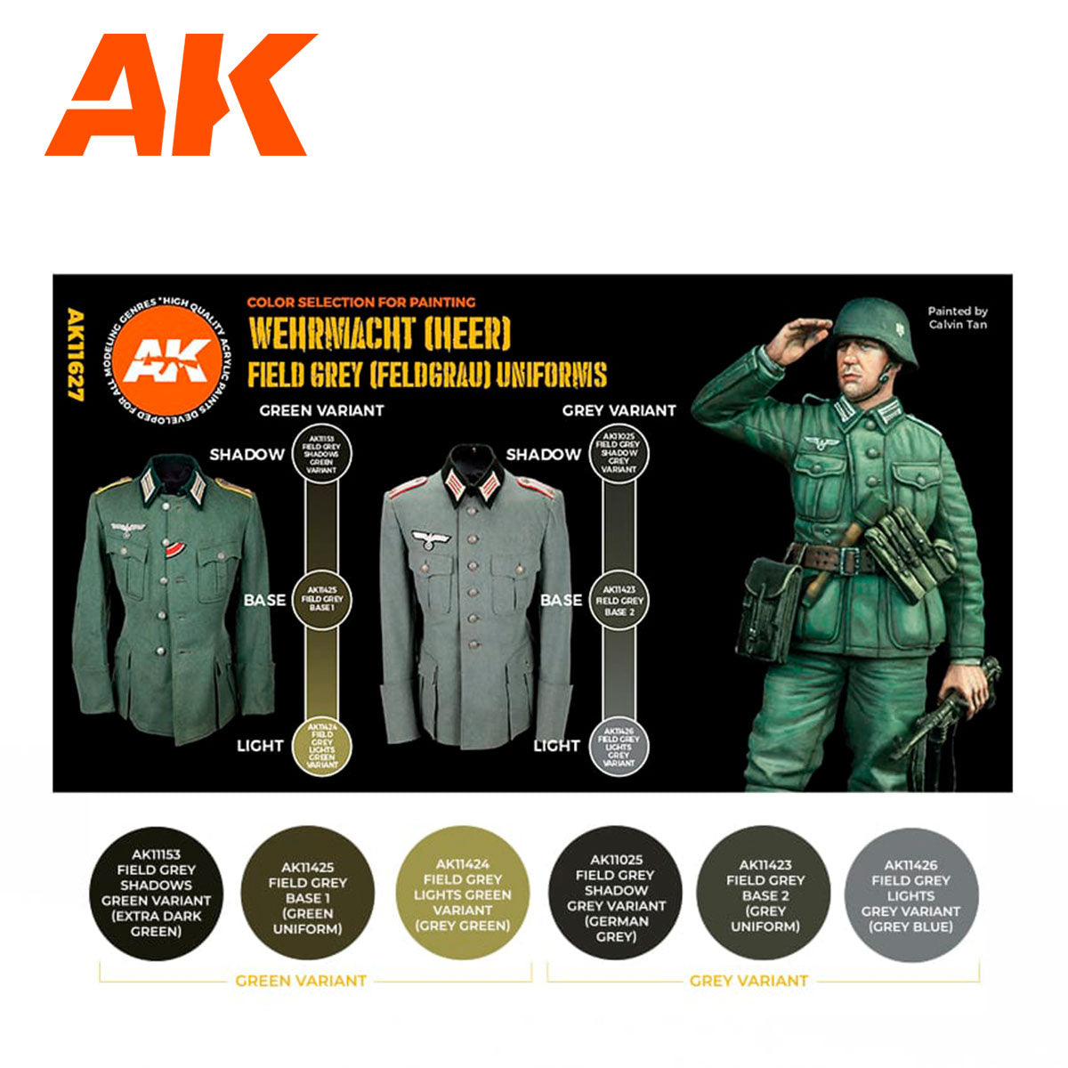 AK Interactive 3rd Gen Figure Paint Set - German Field Grey Uniforms (AK11627)