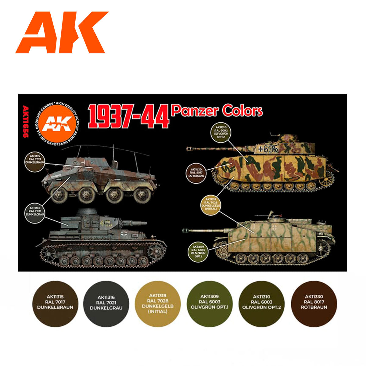 AK Interactive 3rd Gen AFV Paint Set - German Panzer Colors 1937-44 (AK11656)