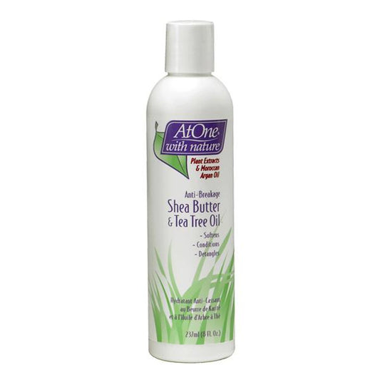 AtOne With Nature Anti-Breakage Shea Butter & Tea Tree Oil Moisturizer 8 oz / 237 ml - For Breakage Repair & Healthy Hair Growth