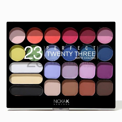 Nicka K New York 23 Perfect Twenty-Three Matte Colors | Ultra-Pigmented, Blendable Matte Eyeshadow Palette for Makeup Artists & Enthusiasts | 23 Shades AP035