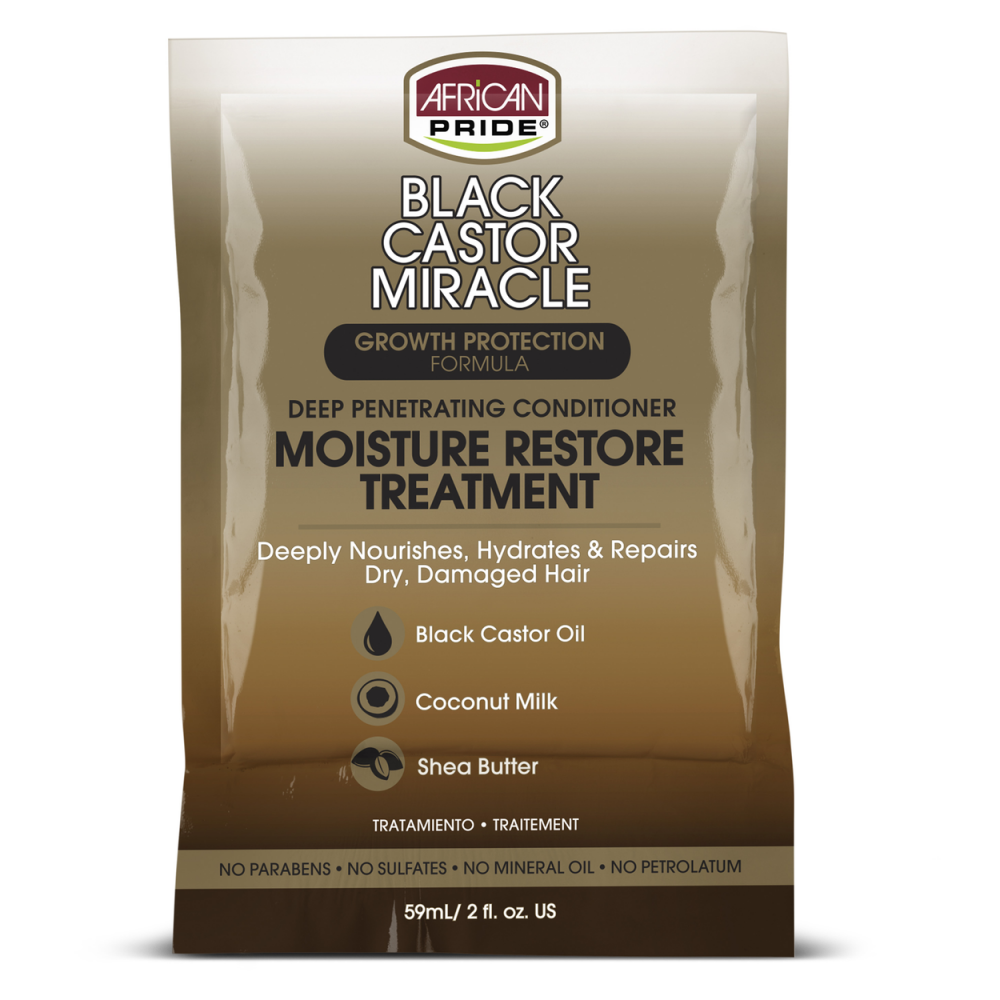 African Pride Black Castor Miracle Moisture Restore Treatment 2oz