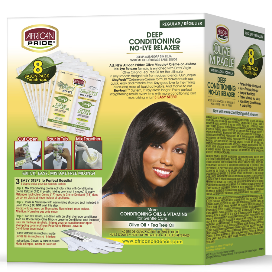 African Pride Olive Miracle No-Lye Relaxer (Regular, 8 Touch-Ups)