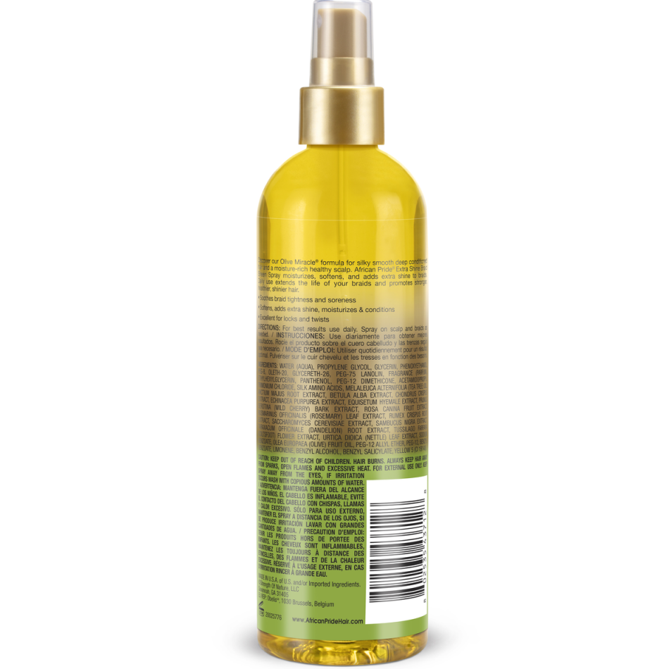 African Pride Olive Miracle Extra Shine Braid Sheen Spray 12oz