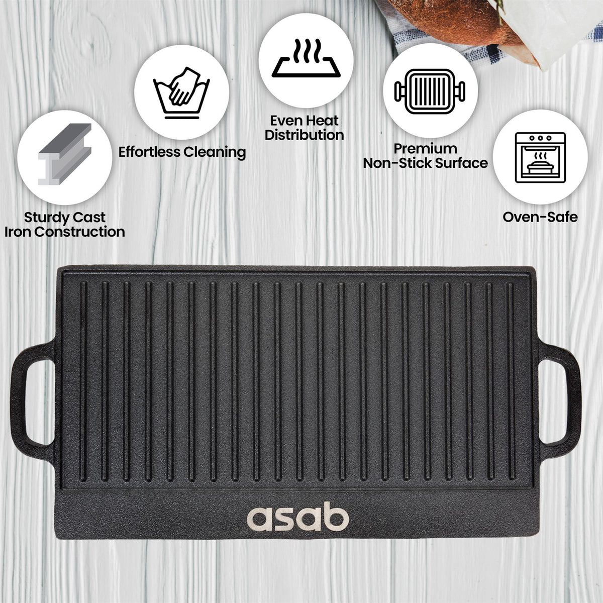 Non-Stick 16" Cast Iron Reversible Griddle Plate 6866