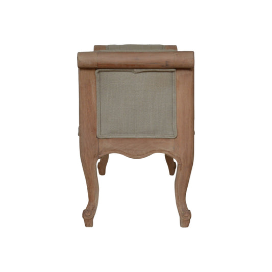 Carved French Style Mud Linen Bench | Hand-Carved