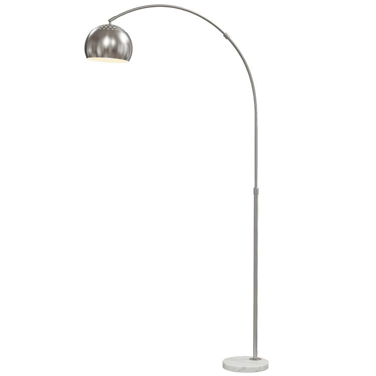 Arc Floor Lamp for Living Room, Modern Adjustable Standing Lamp with Faux Black Marble Base Silver Tone