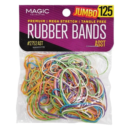 Magic Collection Assorted Jumbo Rubber Bands for Secure & Damage-Free Hold for All Hair Types & Styles 125 pcs