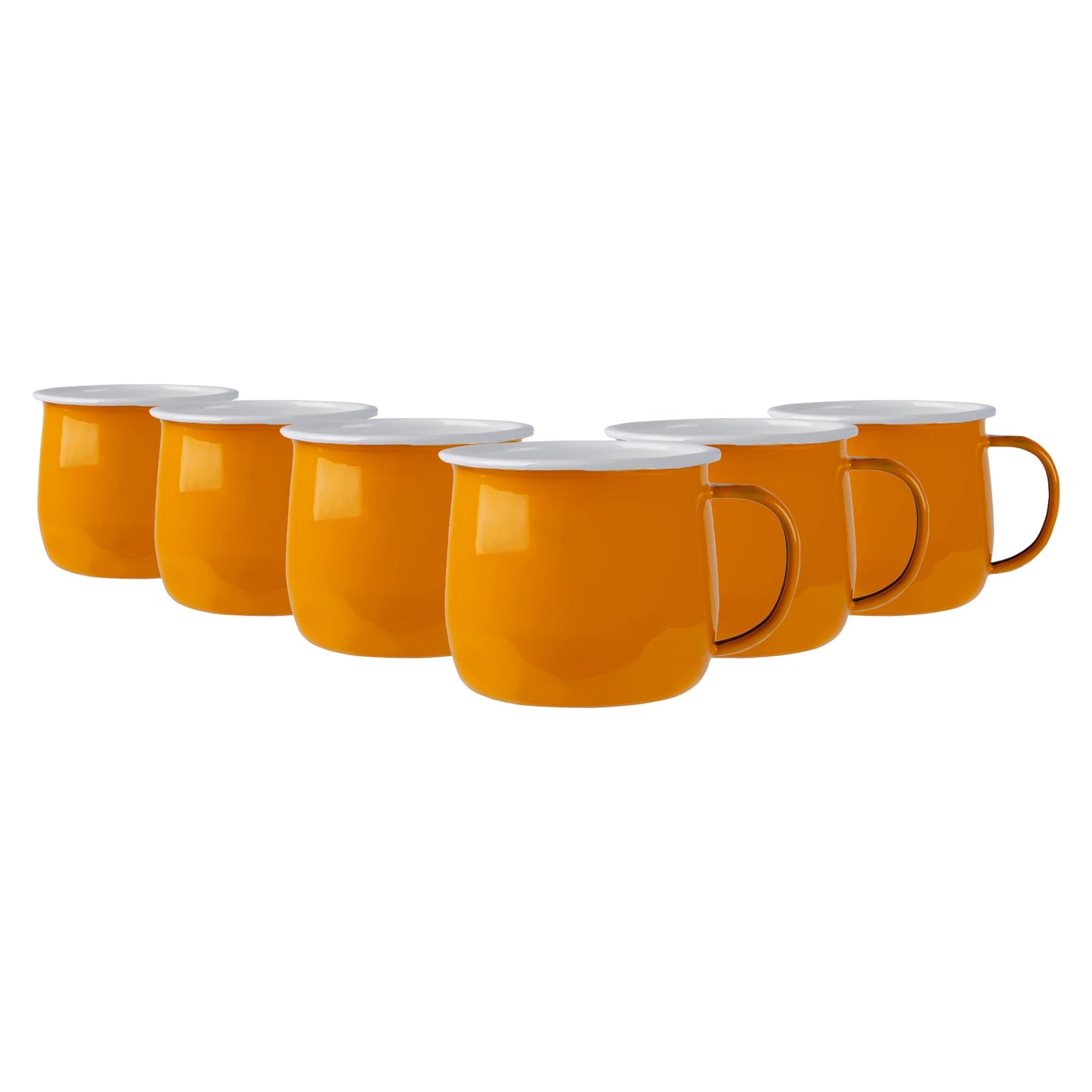 375ml Coloured Enamel Belly Mugs - Pack of Six