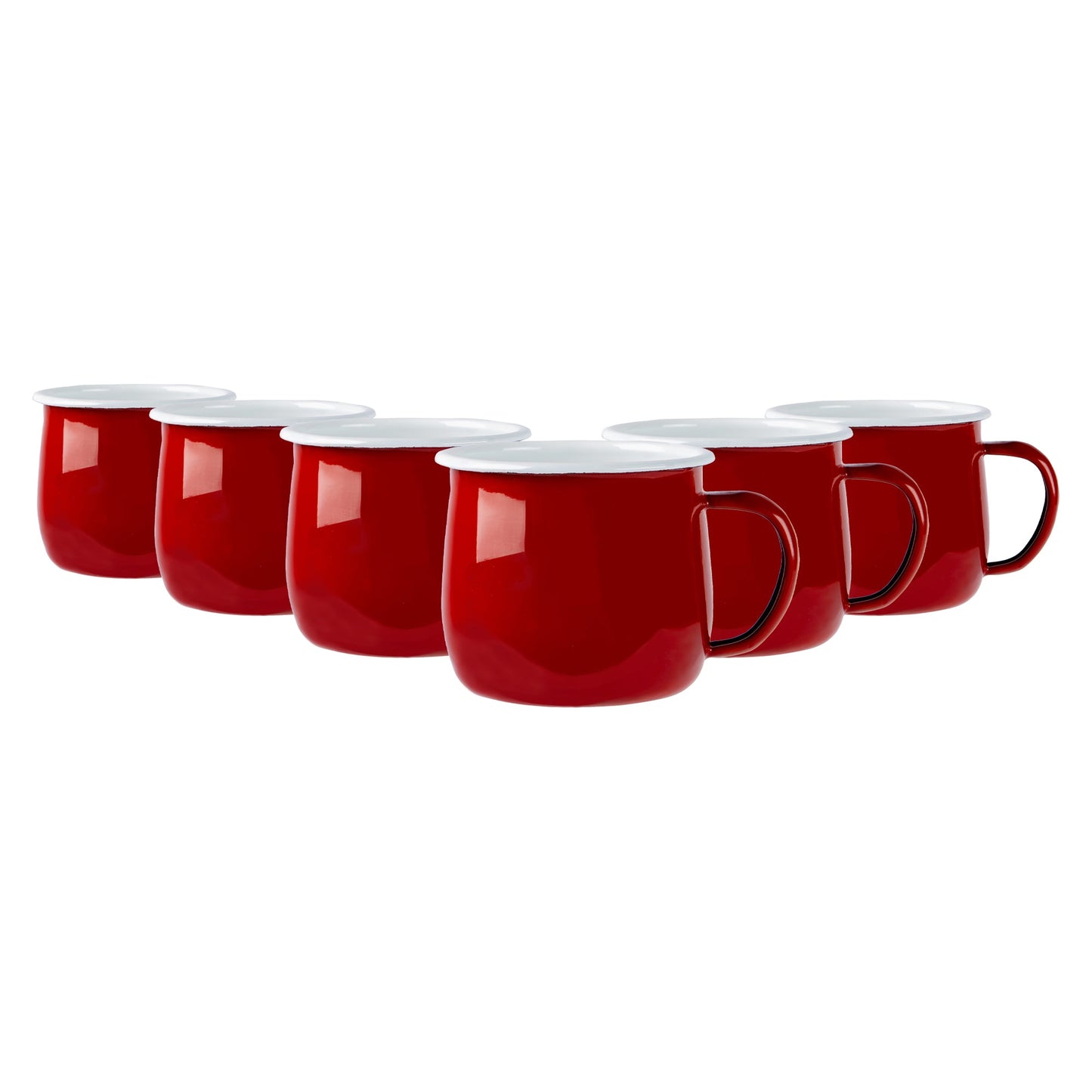 375ml Coloured Enamel Belly Mugs - Pack of Six