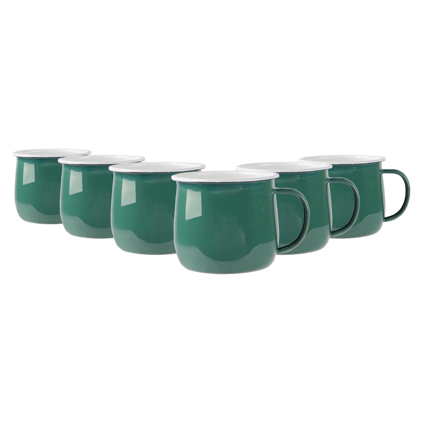 375ml Coloured Enamel Belly Mugs - Pack of Six
