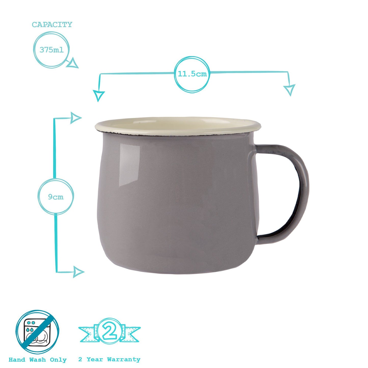 375ml Pastel Enamel Belly Mugs - Pack of Six