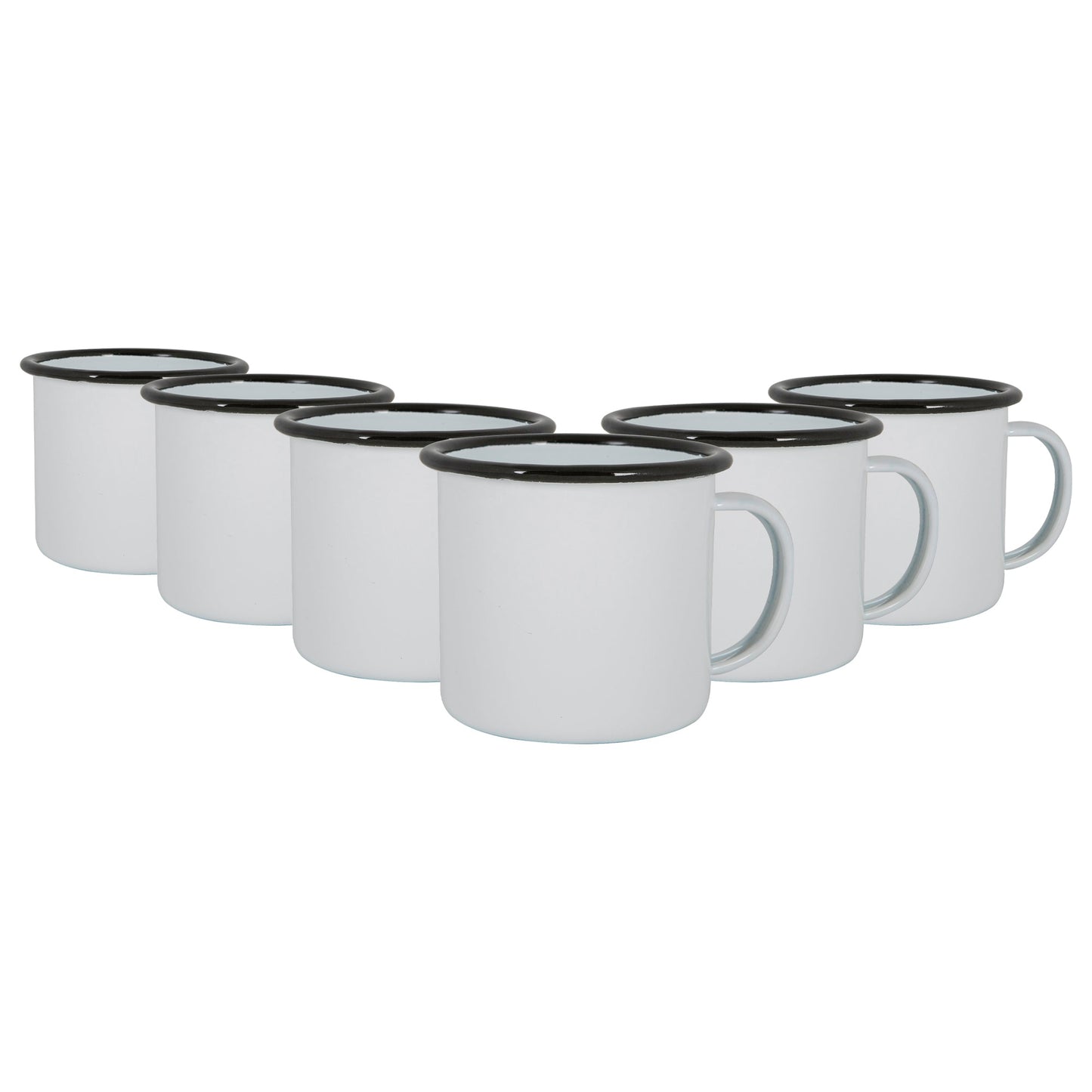 375ml White Enamel Mugs - Pack of Six