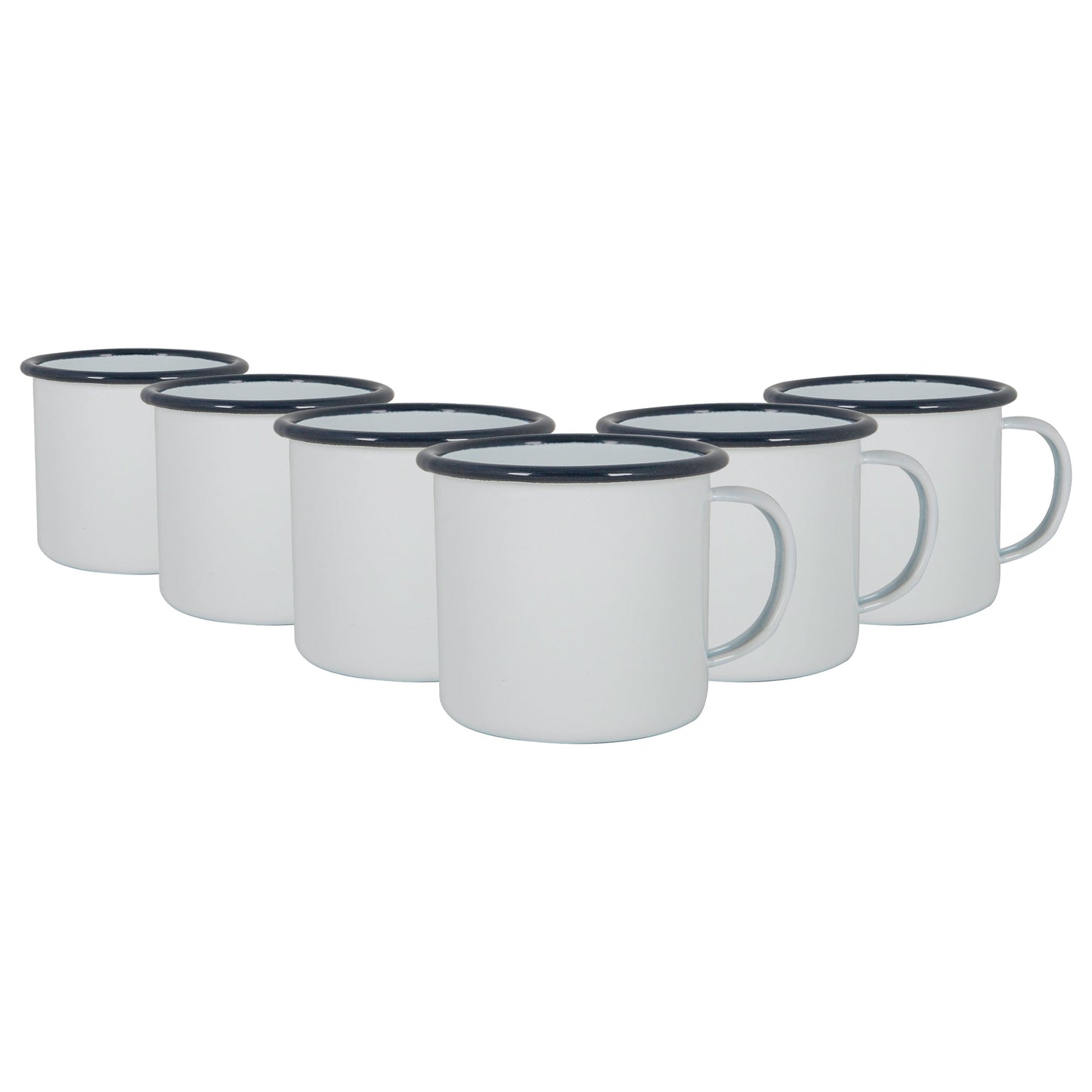 375ml White Enamel Mugs - Pack of Six