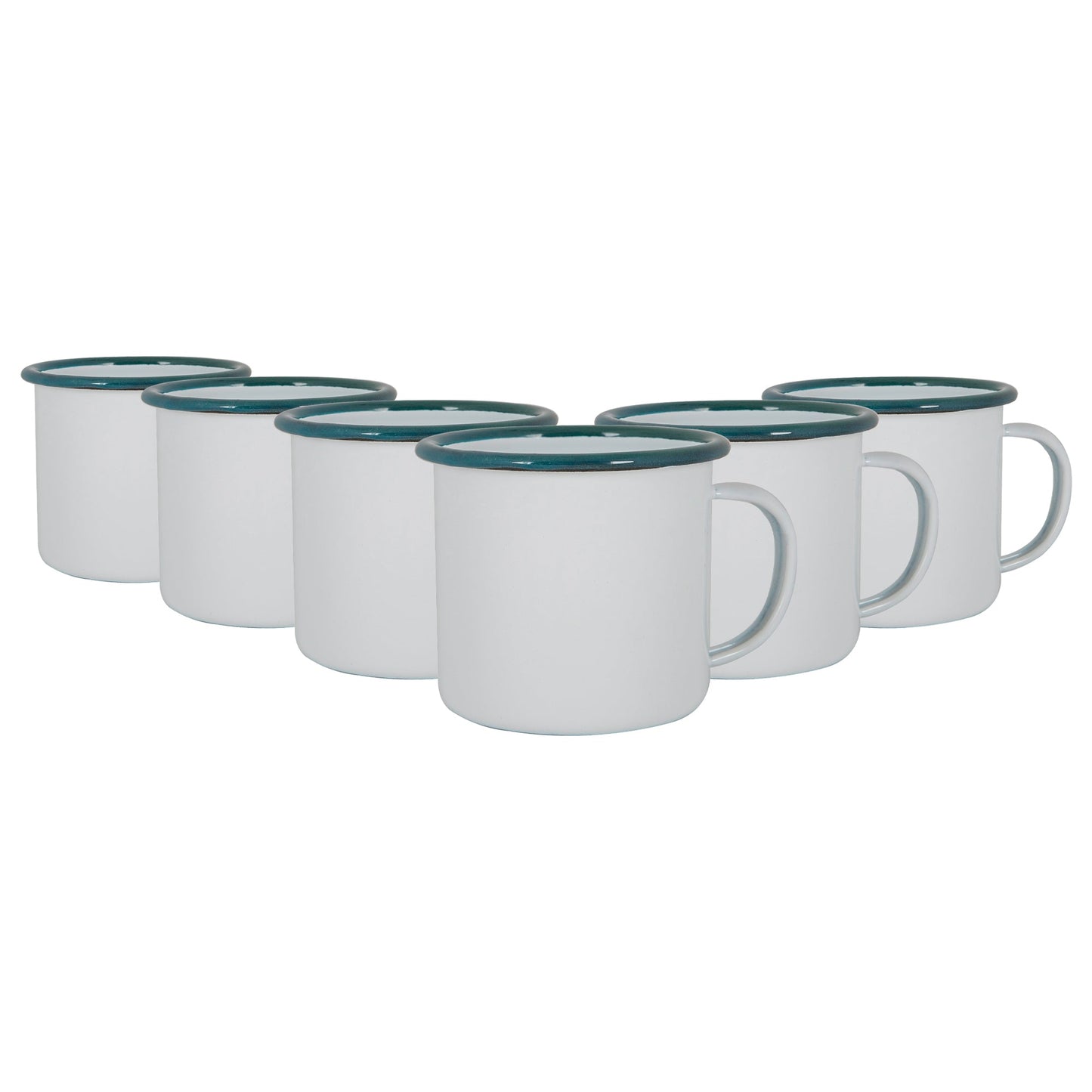 375ml White Enamel Mugs - Pack of Six