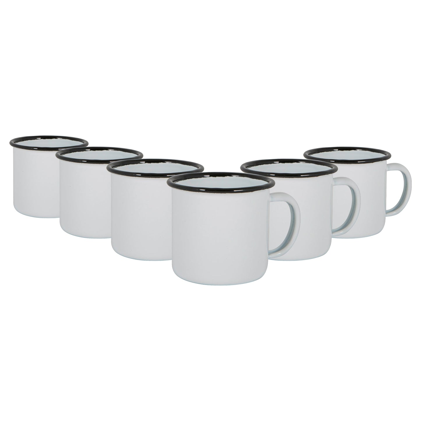 130ml White Enamel Espresso Cups - Pack of Six