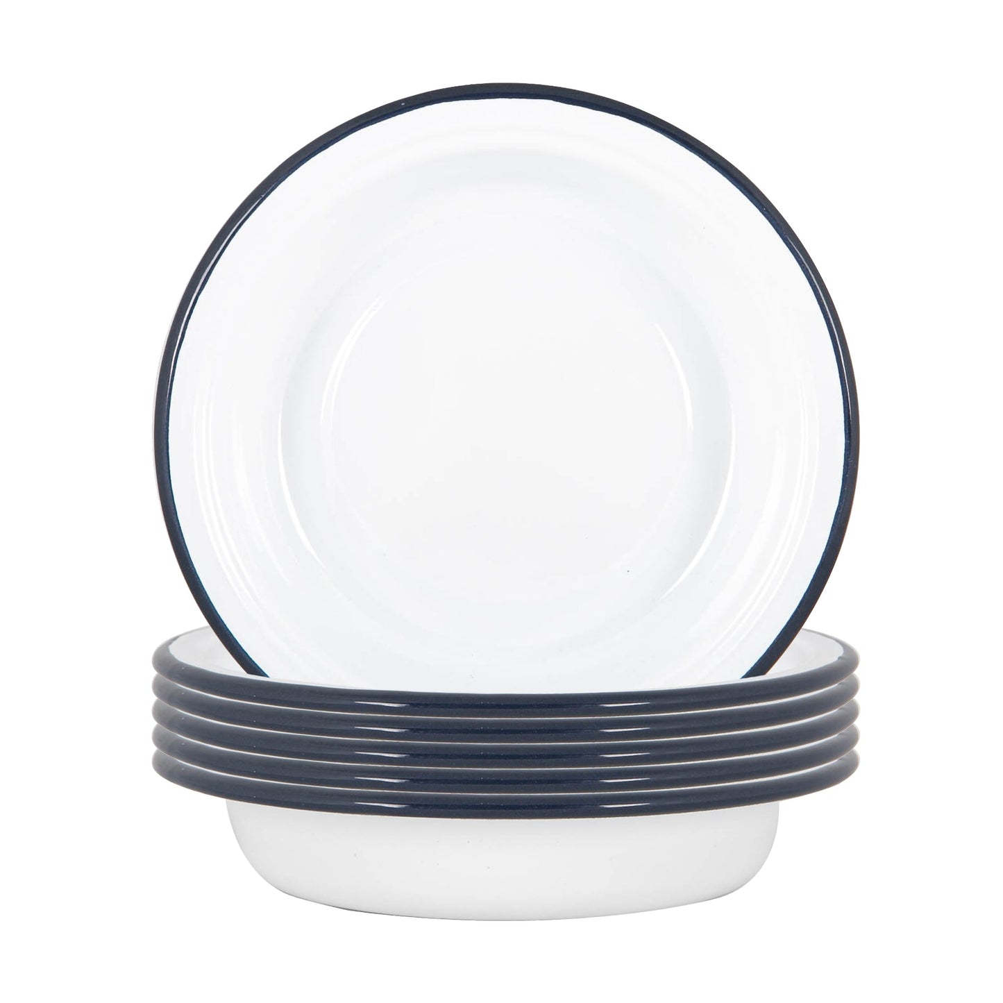19cm White Enamel Deep Bowls - Pack of Six