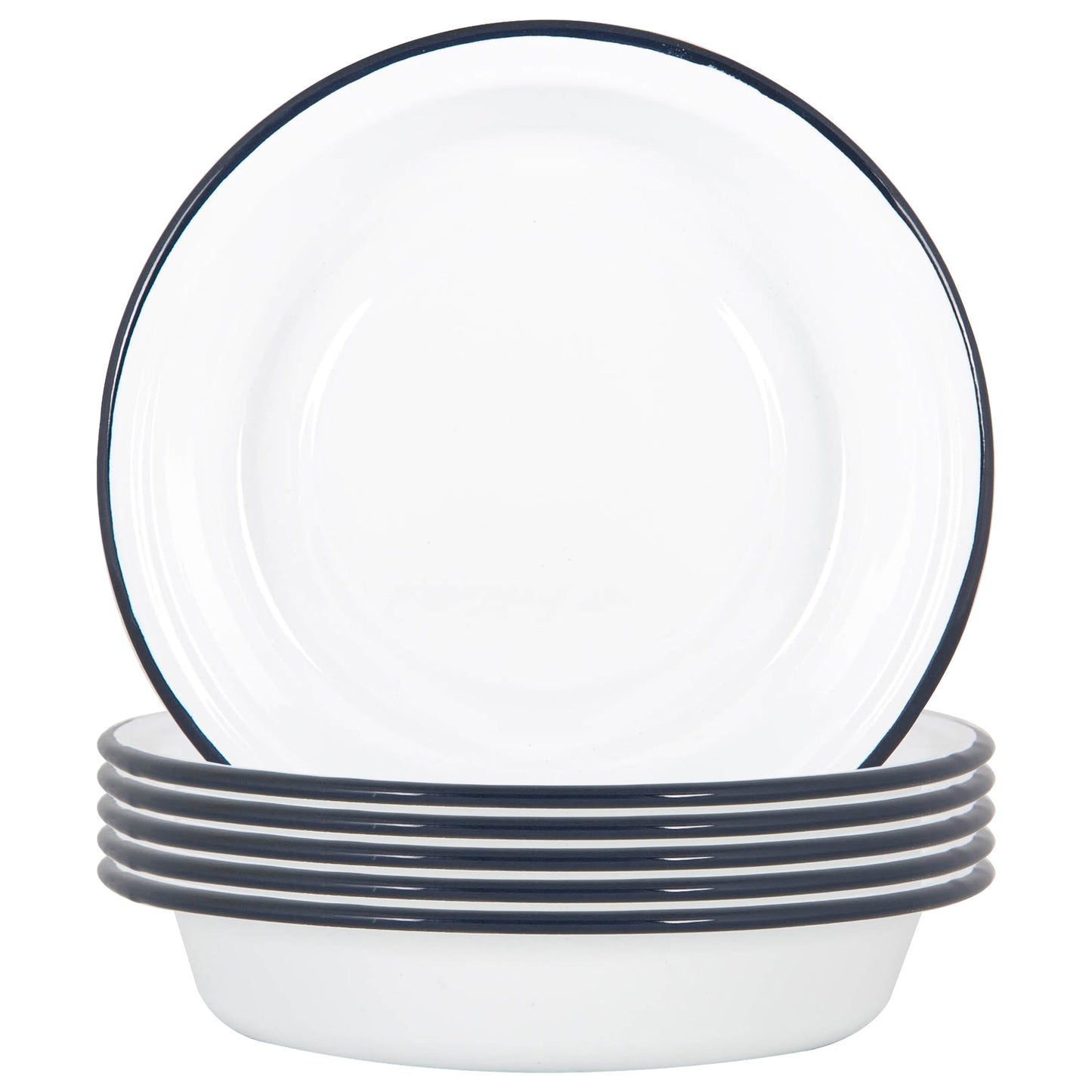 22.5cm White Enamel Deep Bowls - Pack of Six