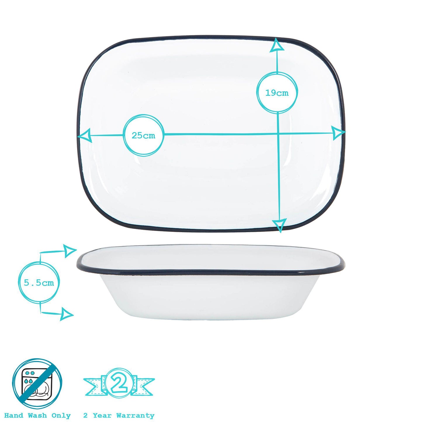 25cm White Enamel Pie Dish