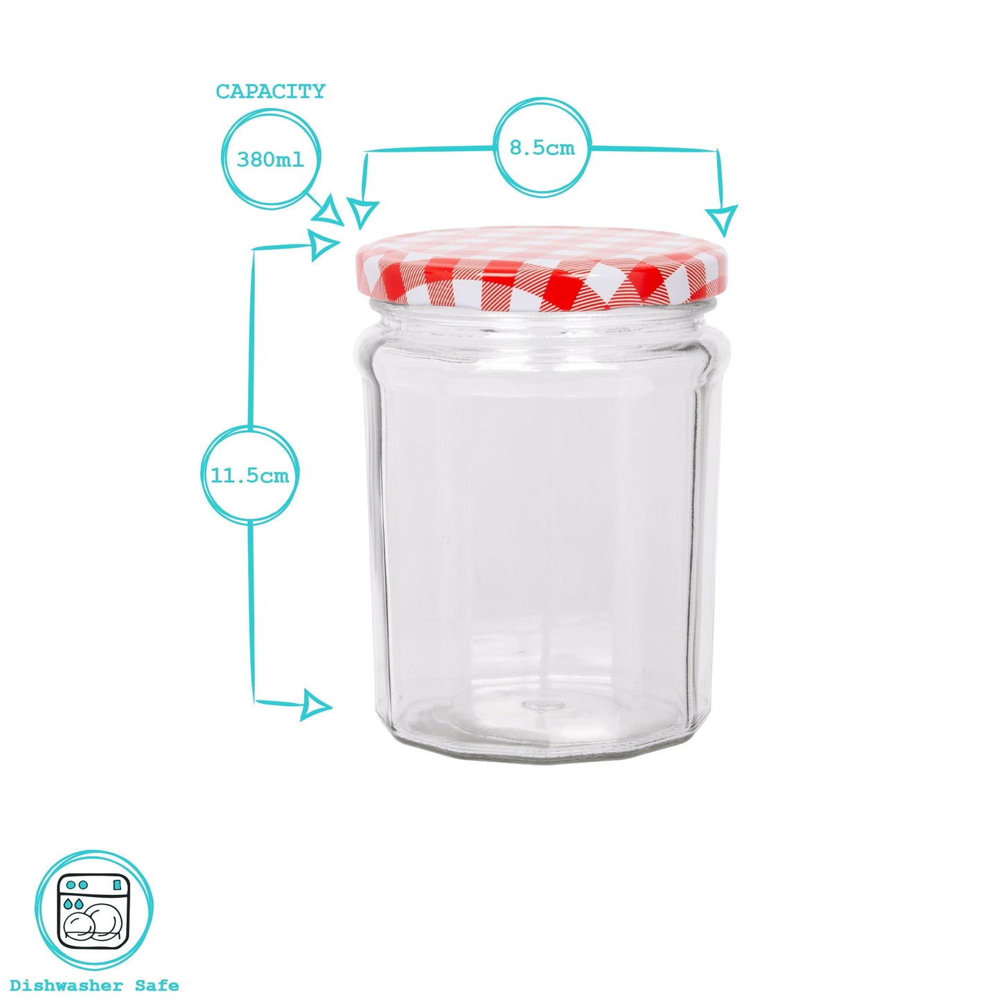380ml Glass Jam Jars with Lids - Pack of 6