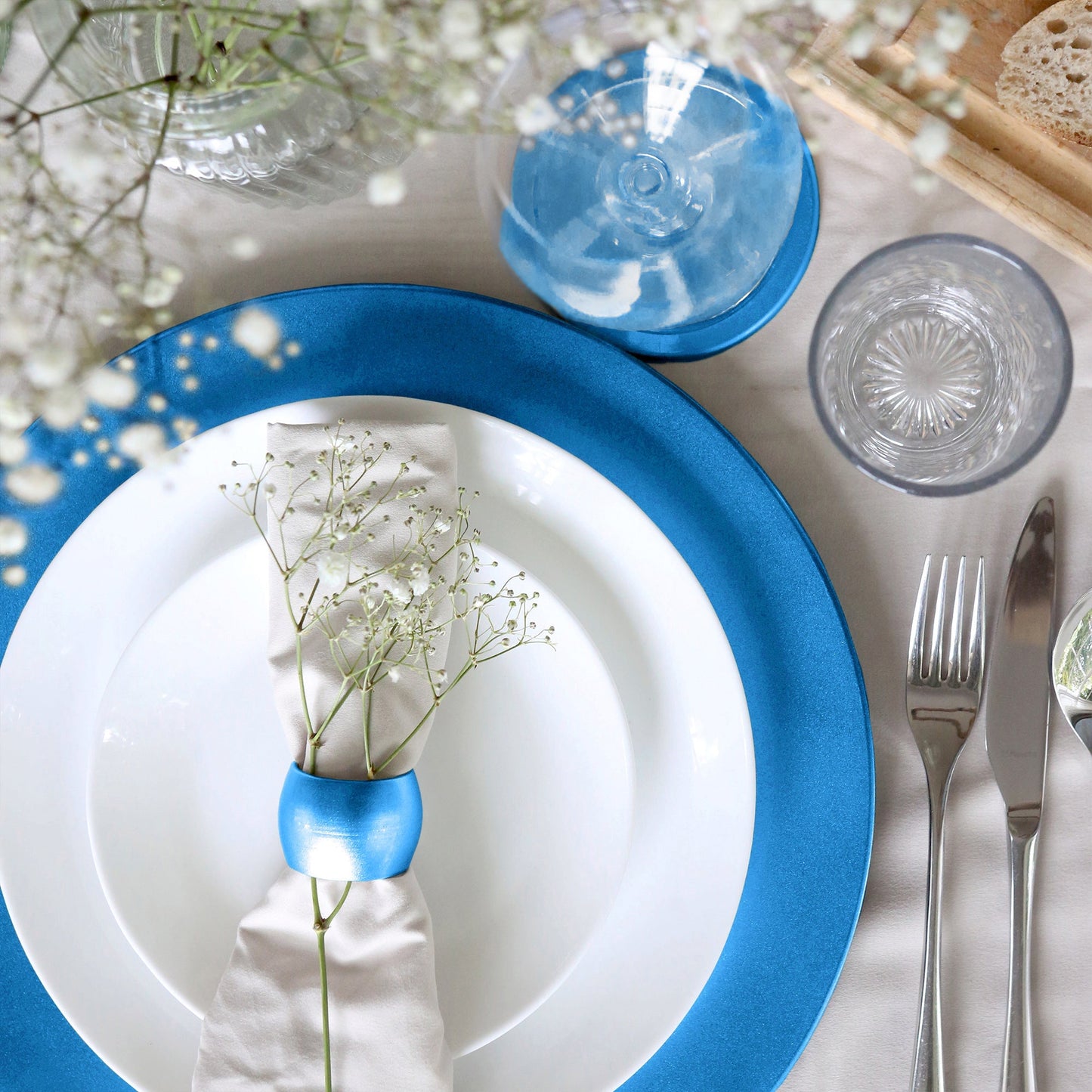 Metallic Blue Melamine Napkin Rings - Pack of Six