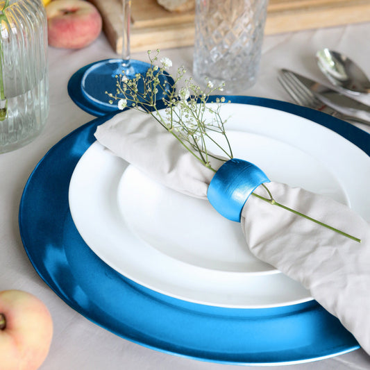 Metallic Blue Melamine Napkin Rings - Pack of Six