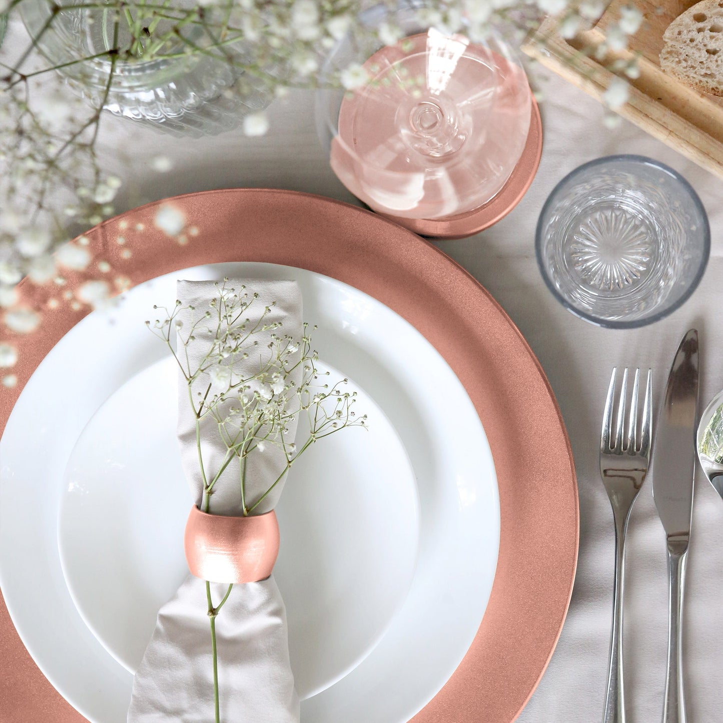 Metallic Rose Gold Melamine Napkin Rings - Pack of Six