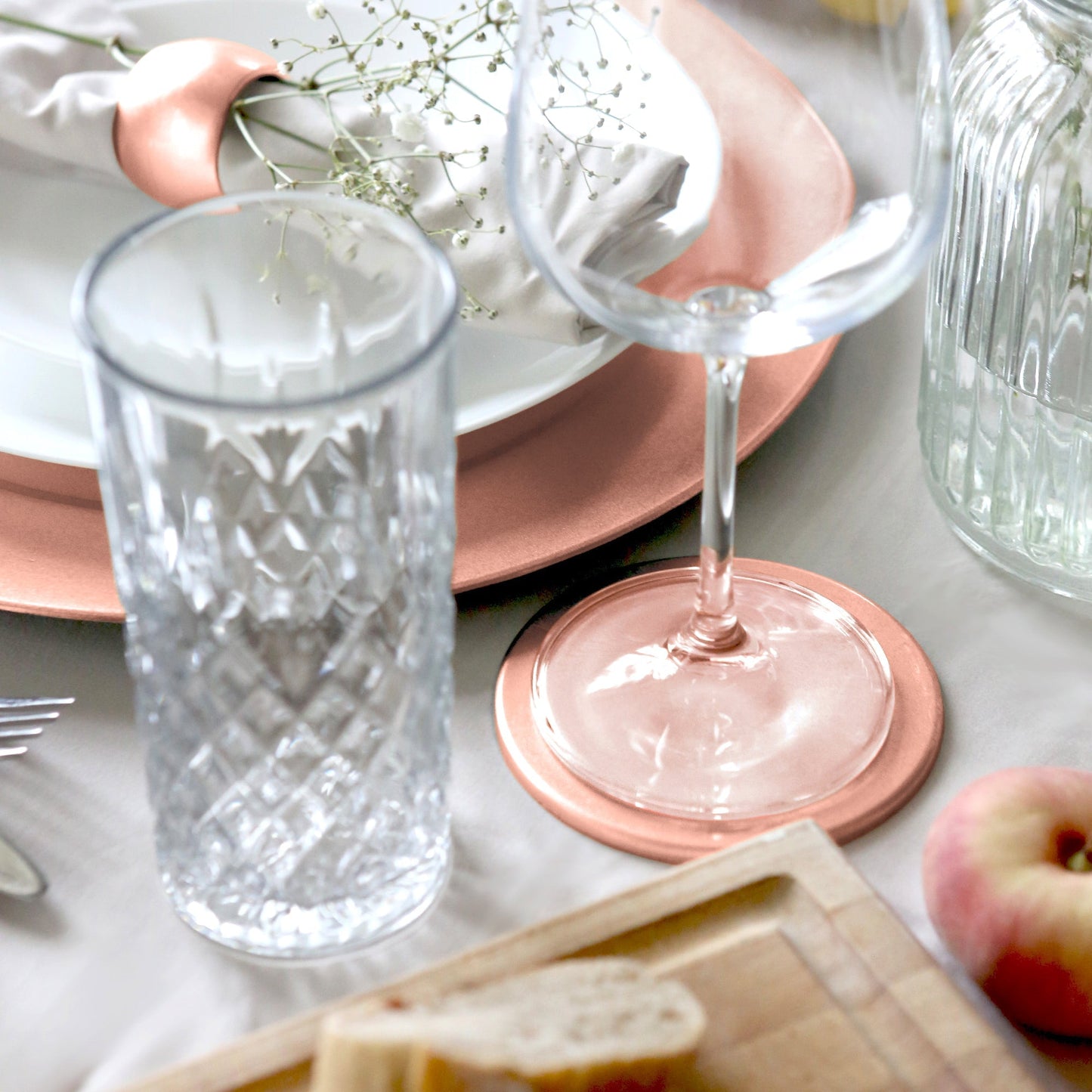 Metallic Rose Gold Melamine Napkin Rings - Pack of Six