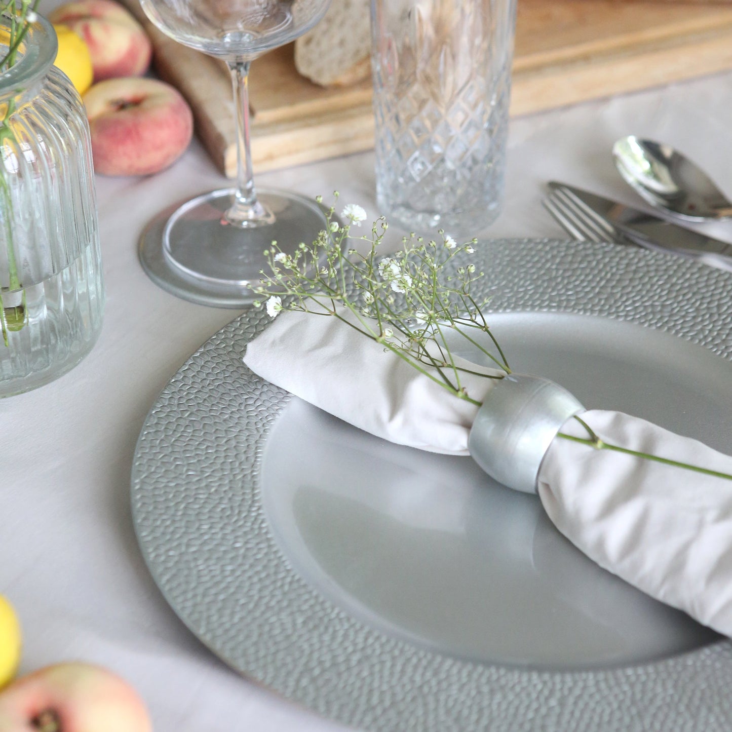 Hammered Melamine Charger Plates - Pack of Six