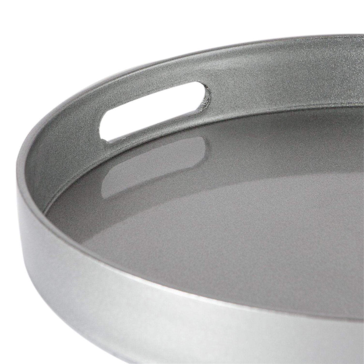 33cm Silver Round Lacquer Tray