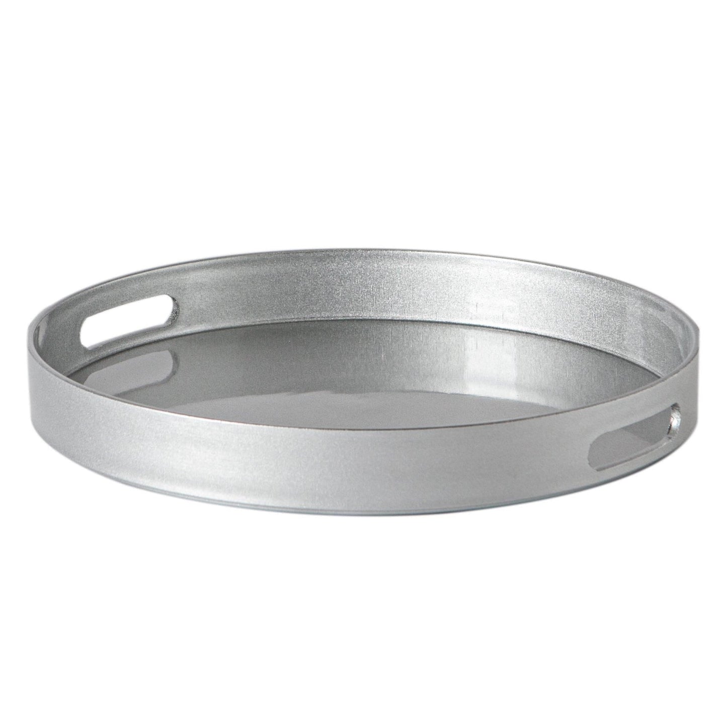 33cm Silver Round Lacquer Tray