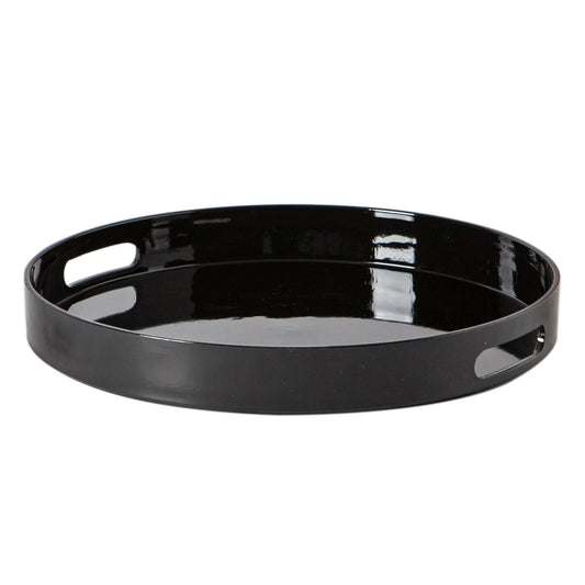 33cm Black Round Lacquer Tray