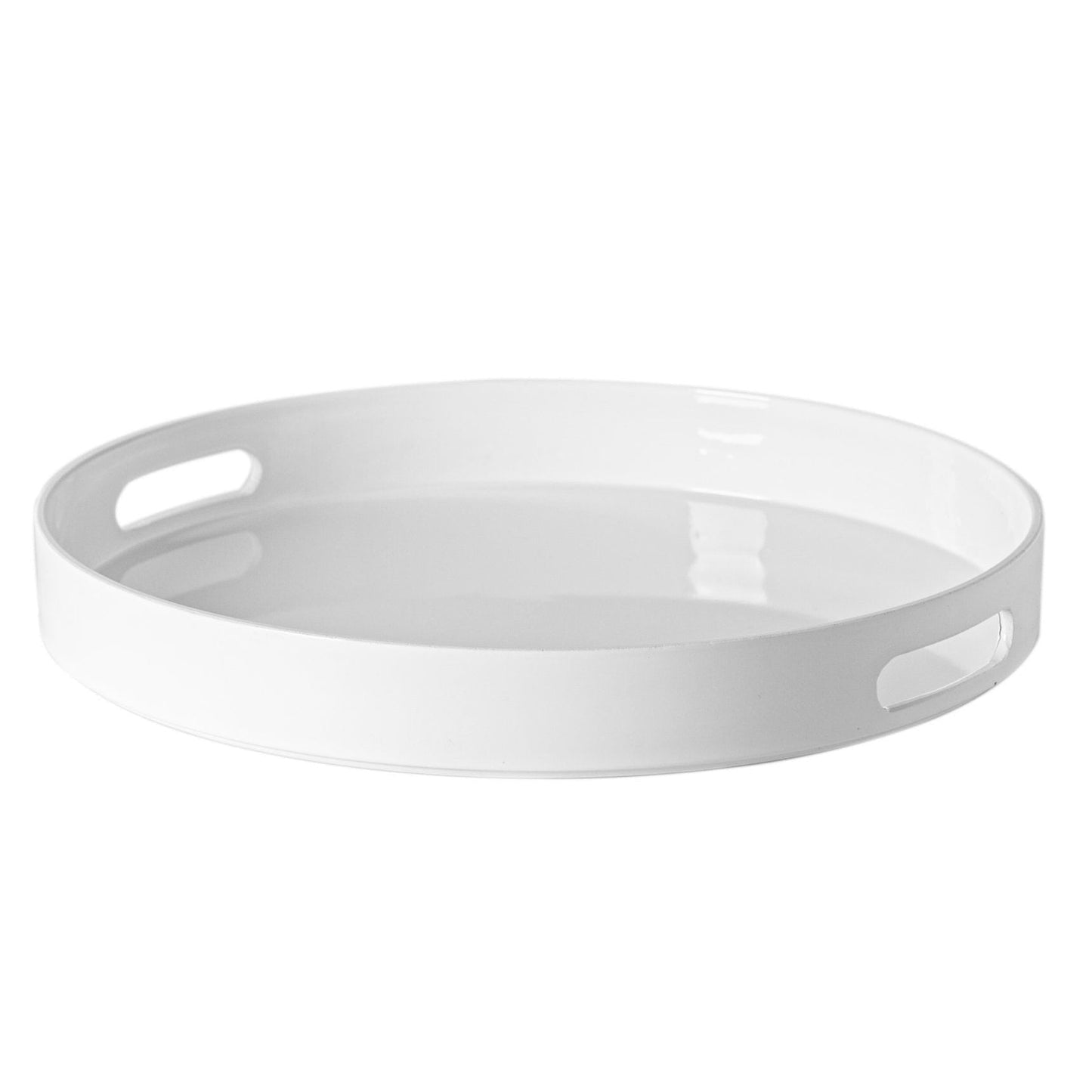 33cm White Round Lacquer Tray