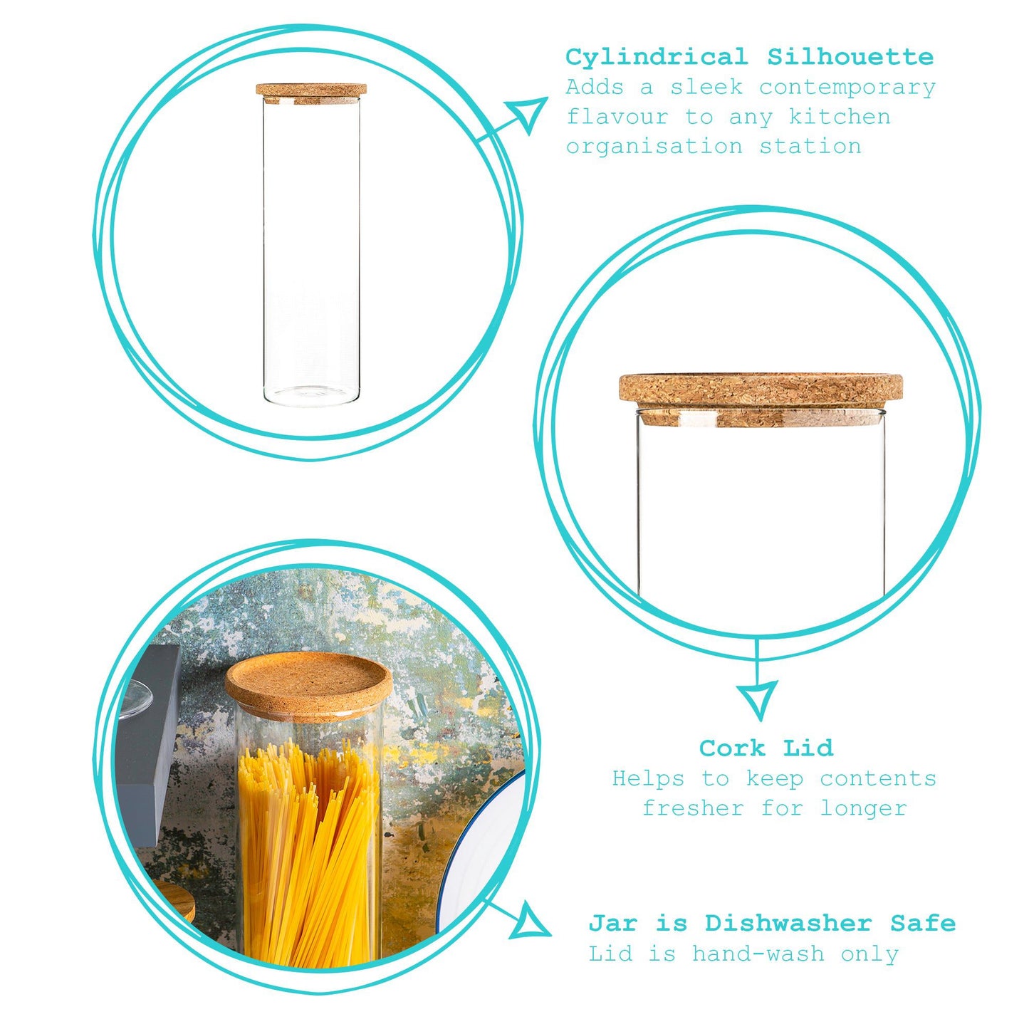 2L Scandi Storage Jar with Cork Lid