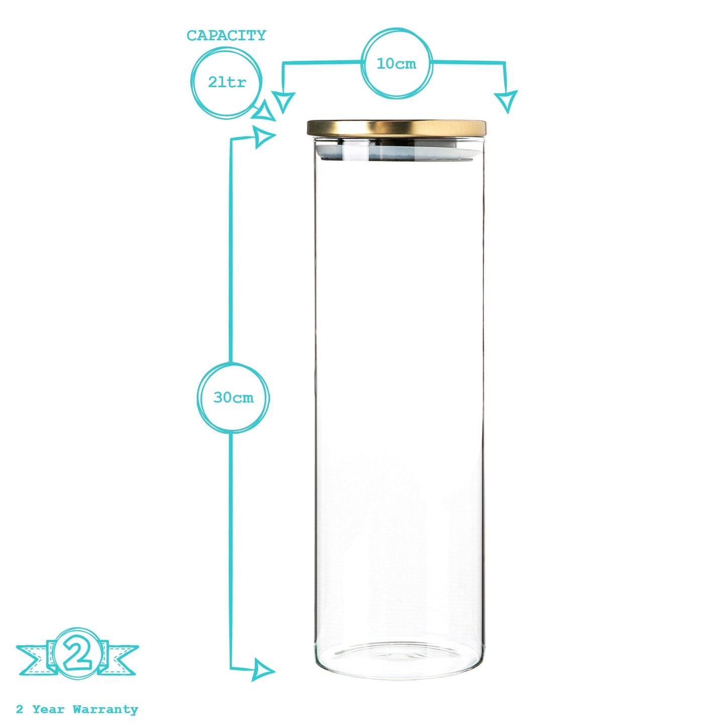 2L Scandi Storage Jar with Metallic Lid