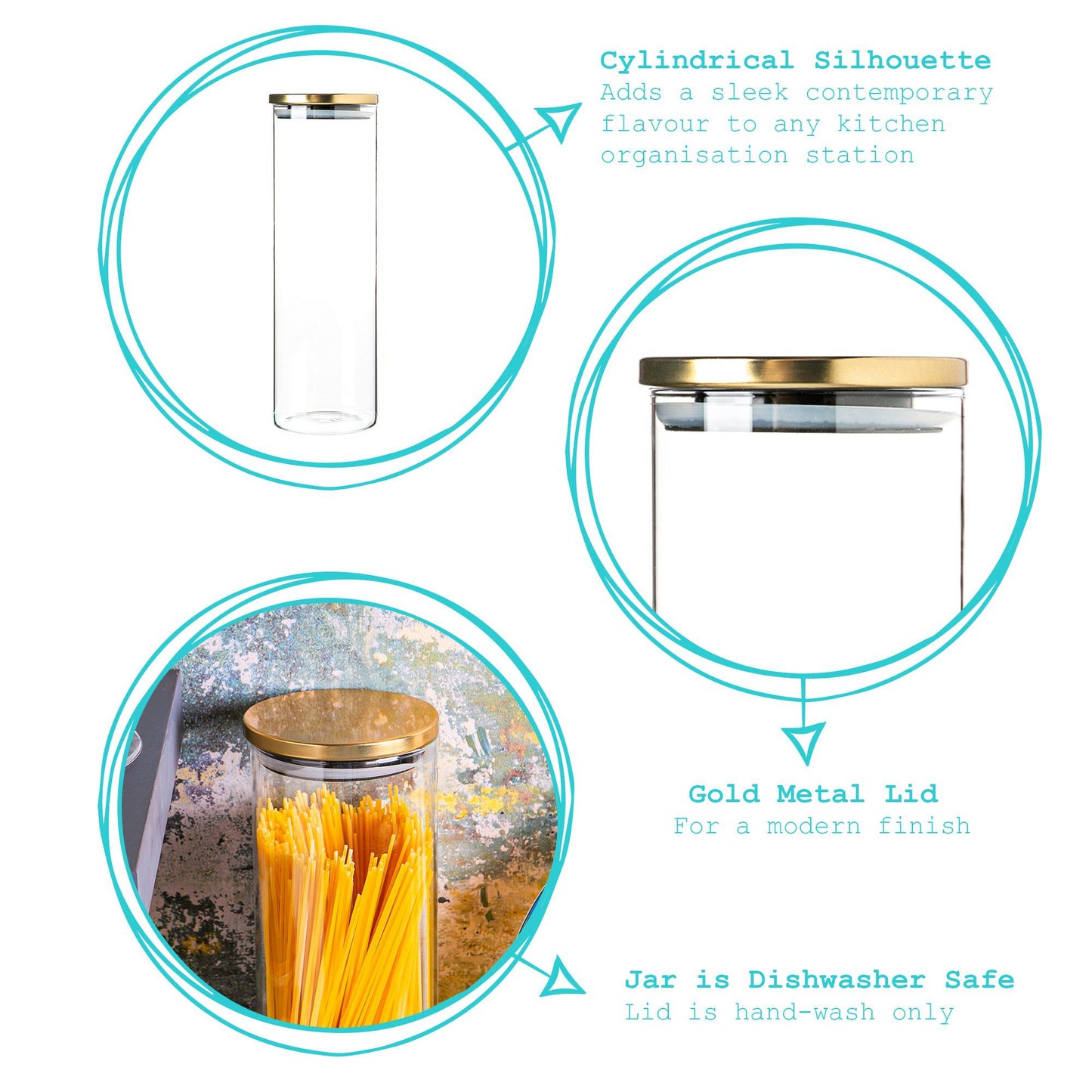 2L Scandi Storage Jar with Metallic Lid