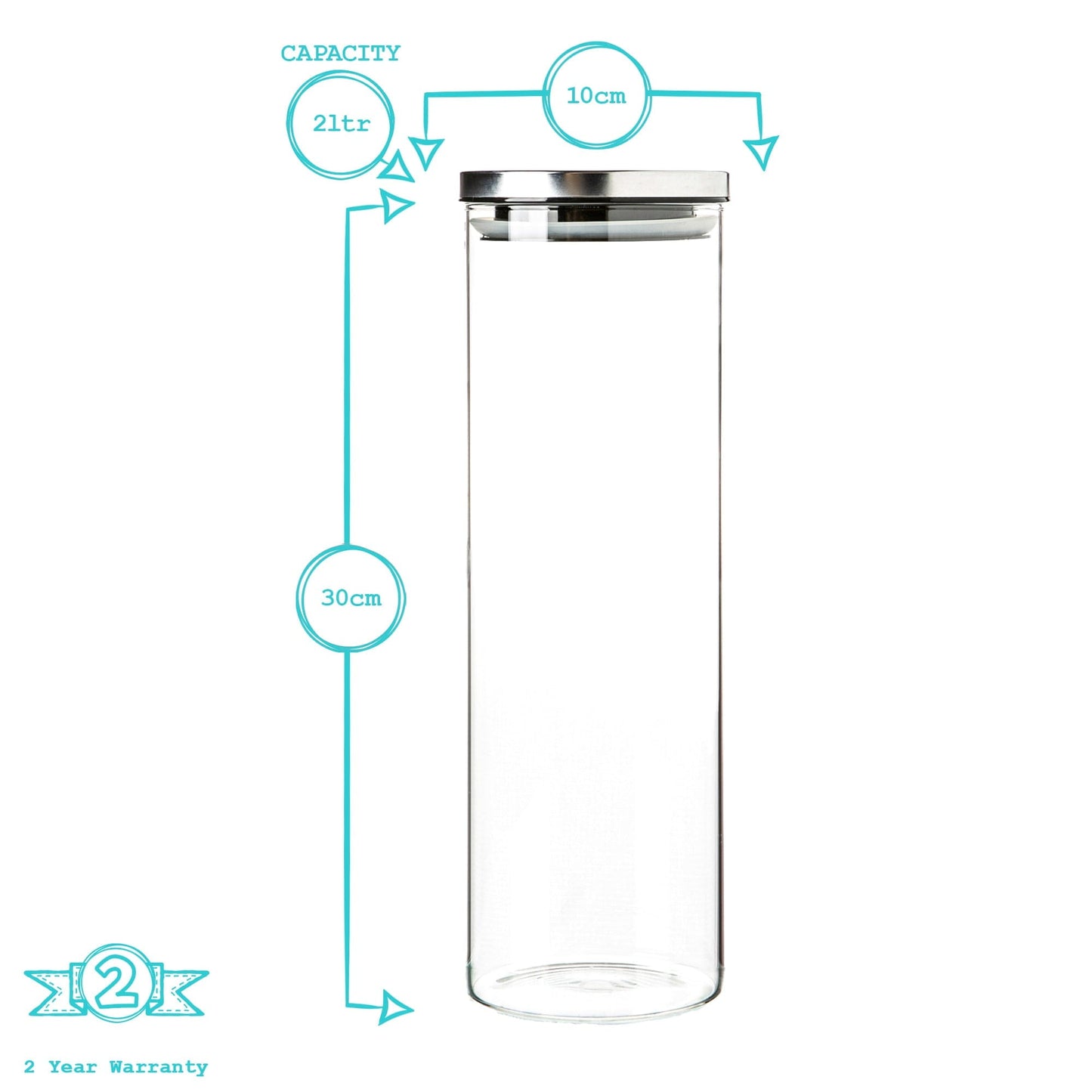 2L Scandi Storage Jar with Metallic Lid