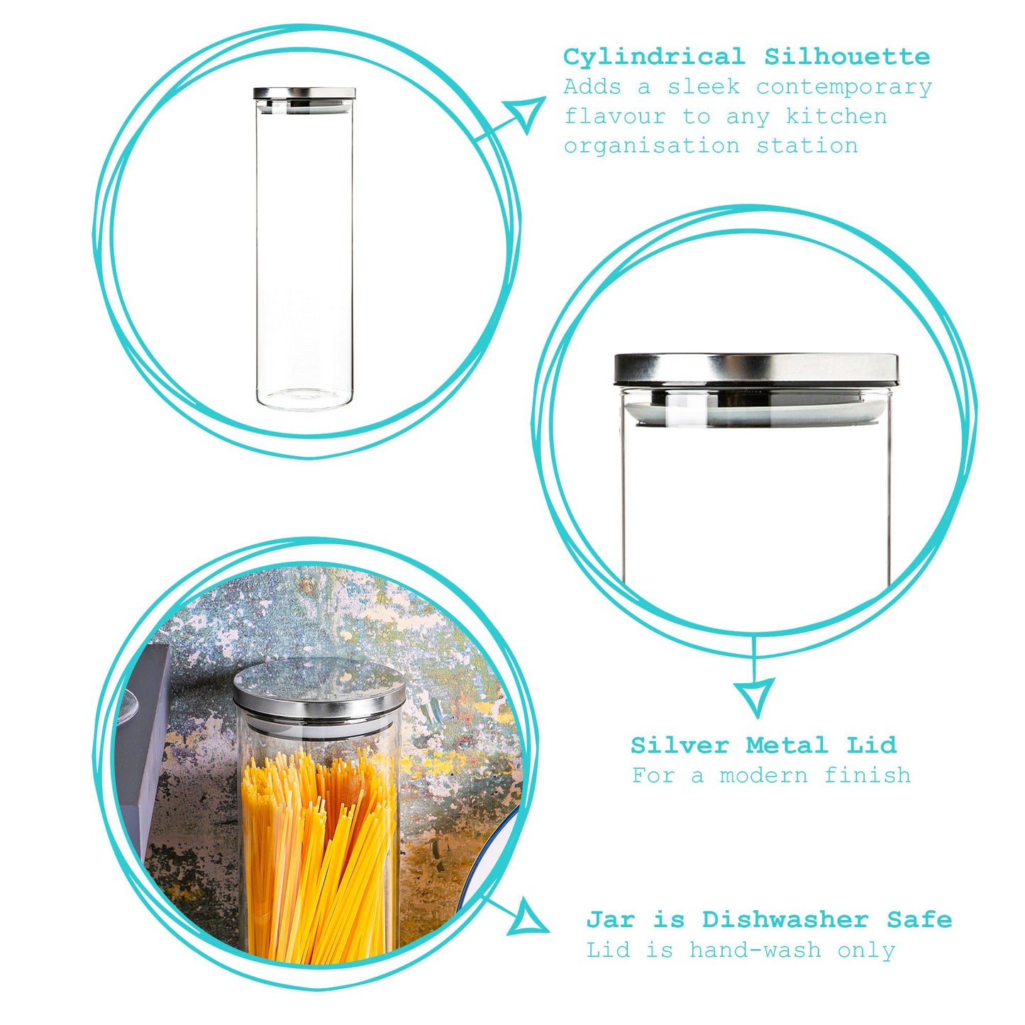 2L Scandi Storage Jar with Metallic Lid