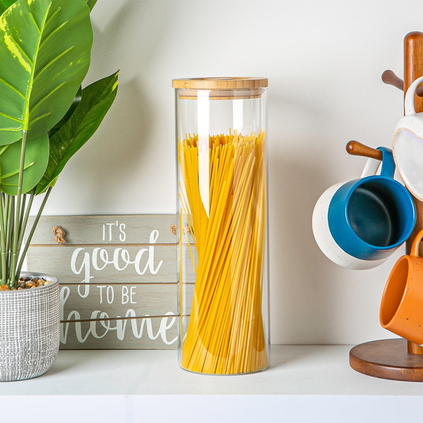 1.5L Scandi Storage Jar with Carved Wooden Lid
